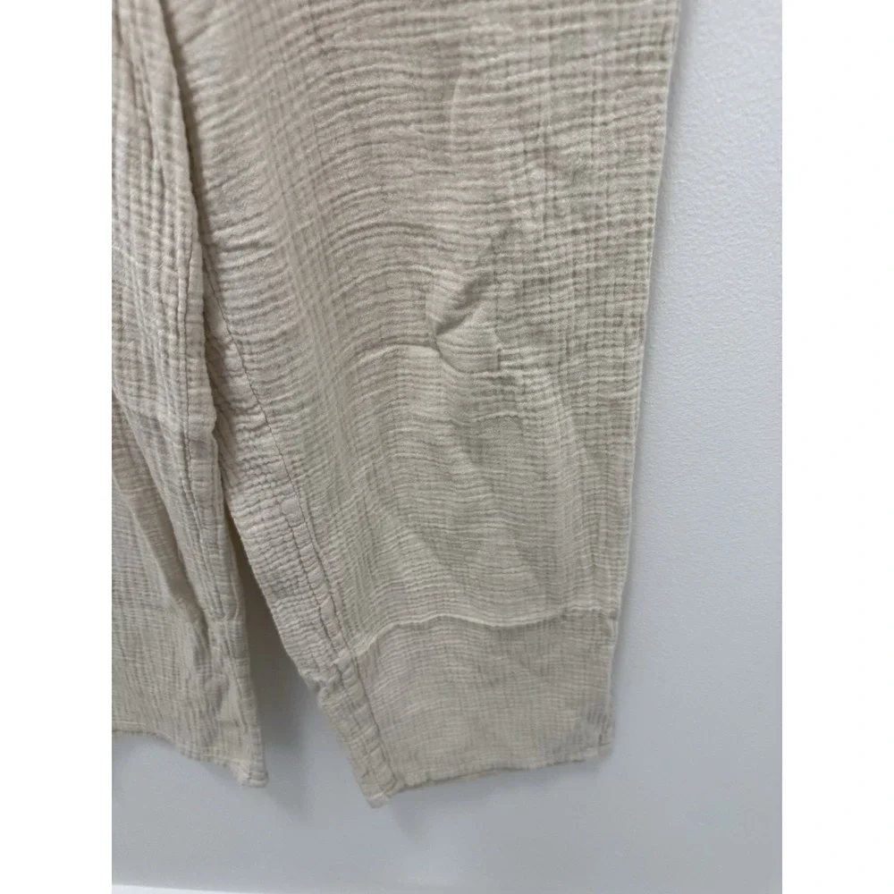Rails Organic Cotton Gauze Pull On Pants XS Ivory Cropped Wide Leg Pockets